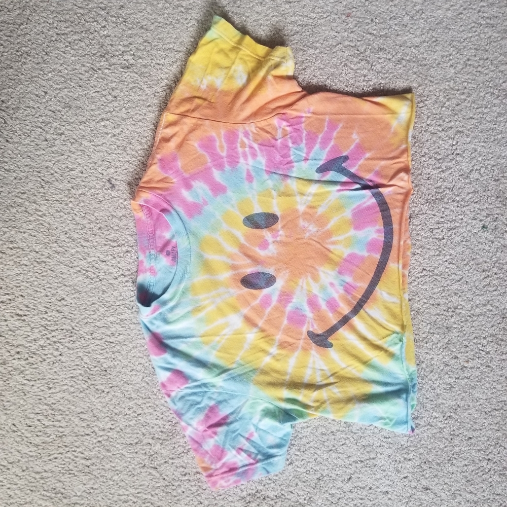 Smiley World cropped tie dye t shirt